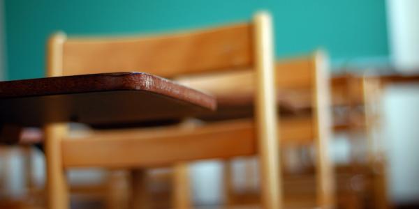 schoolroom desks and chairs