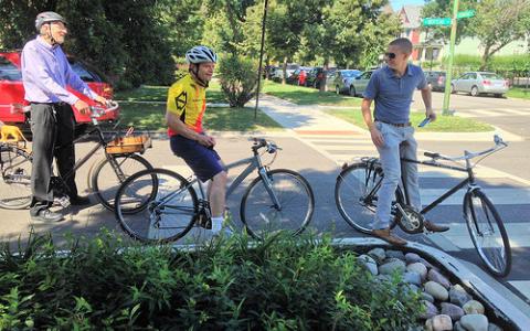 Rep. Quigley Looking at Bioswale 