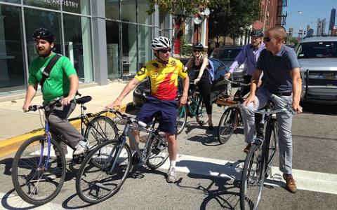 Rep. Quigley and Group Biking
