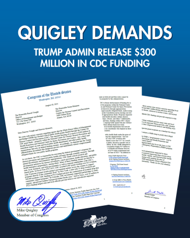 Quigley demands Trump release CDC funding