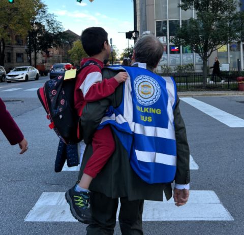 Quigley walks kids home during Emergency Walking School Bus
