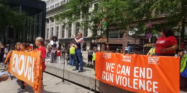 Rep. Mike Quigley speaks at an #Enought rally calling for an end to gun violence