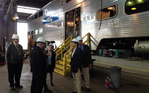 Rep. Quigley (center) tours Metra's 49th Street Amerail Overhaul Project.
