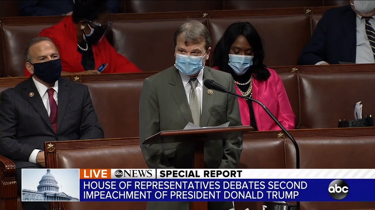 Rep. Mike Quigley speaks from the floor of the House of Representatives during impeachment debate